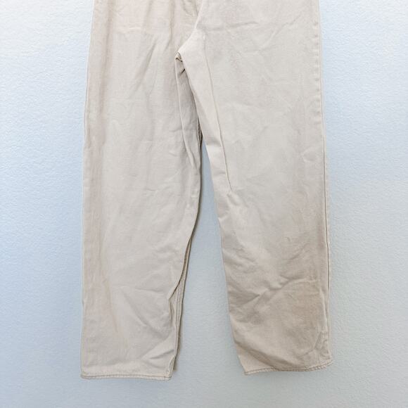Oak + Fort High Waist Wide Leg Denim Cropped Jeans in‎ Cream Womens Size 2 - Picture 9 of 10